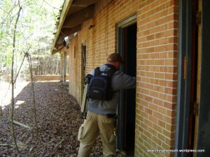 When I kicked the door in a large, LARGE, buzzard jumped out from behind it. We took off like a shot. And yes there were a few oaths spoken.