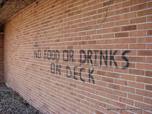 Exterior wall of pool house.